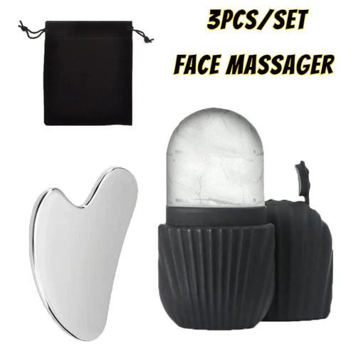 Stainless steel ice roller and gua sha set