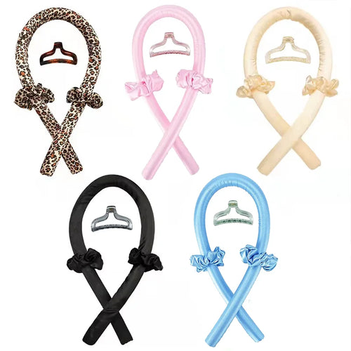 Heatless curling rod headband set