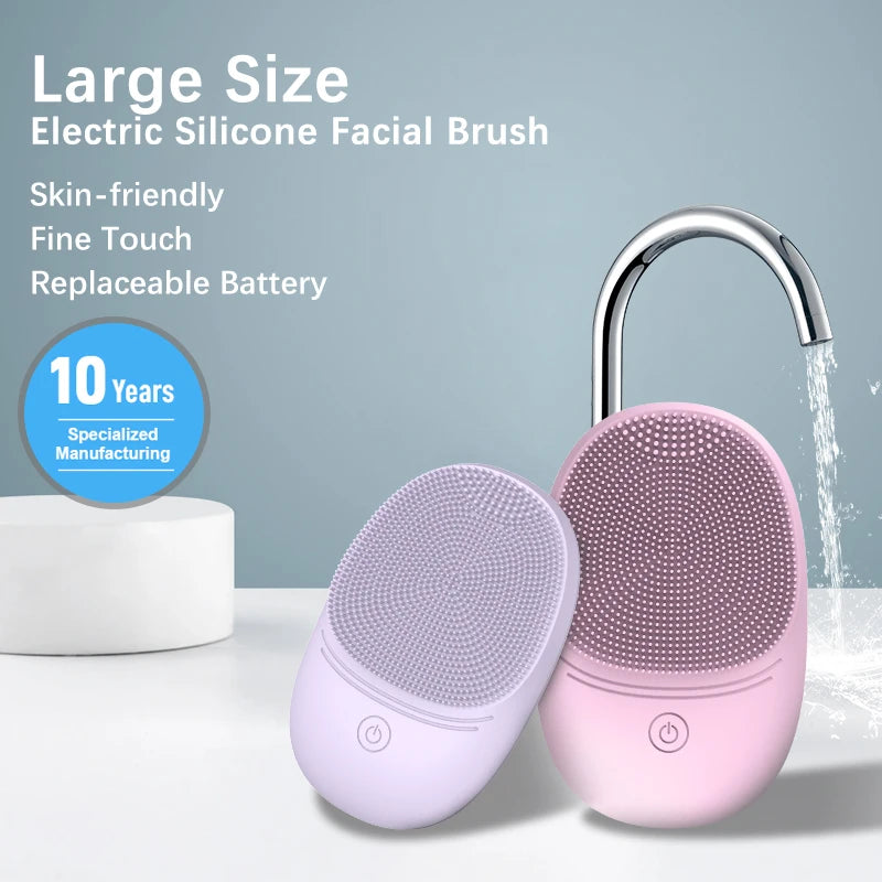 Silicone sonic facial cleansing brush